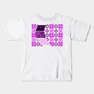 the risk in our cities landscape wallpaper in ecopop pattern arts Kids T-Shirt